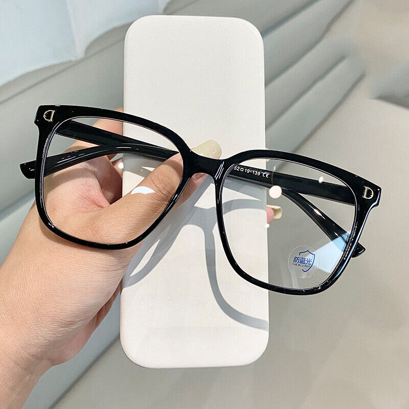 Clear Thick Geek-Chic Acetate Geometric Blue Light Glasses