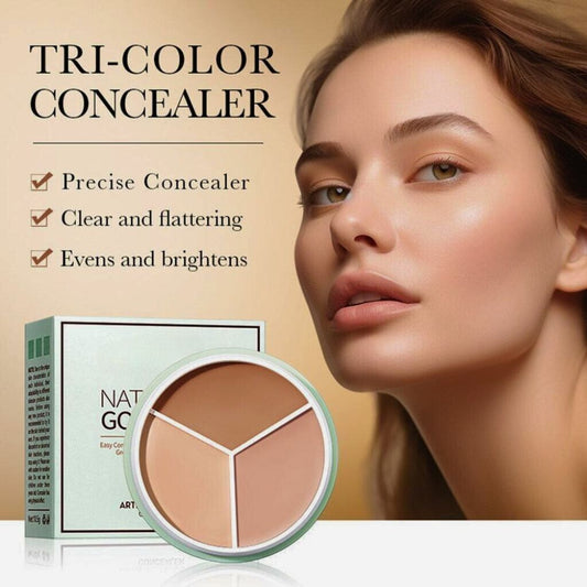 3 In 1 Contouring Brighten Concealer Palette and Brush Long-Lasting Moisturizing